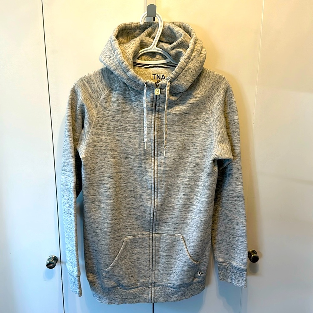 TNA Pacific long line zip up hoodie - Speckled Gray